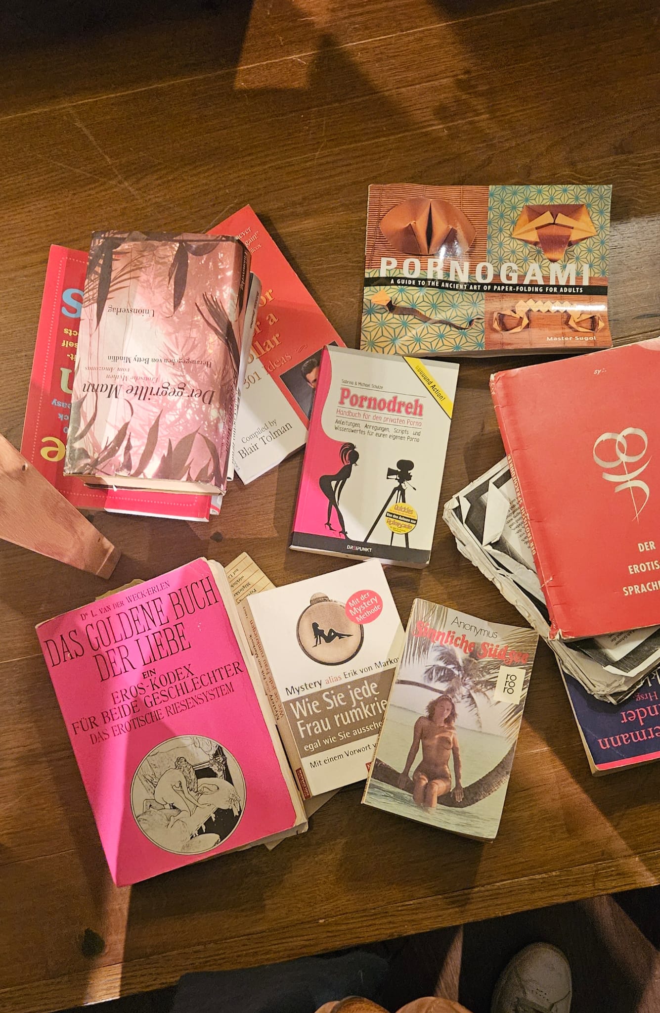 The books that formed the basis of the evening's entertainment.