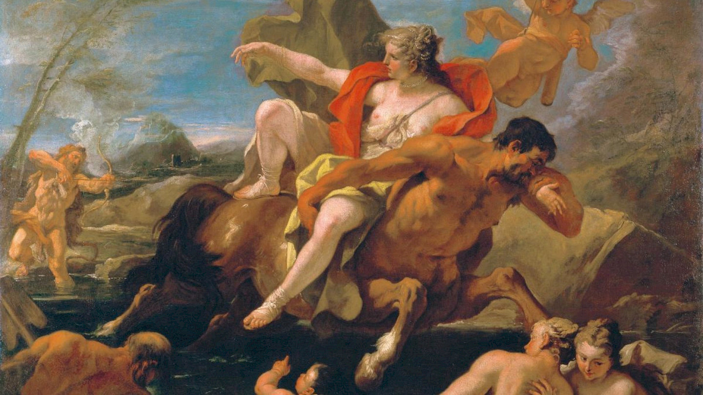 Sebastiano Ricci, Nessus entführt Deianeira, um 1700, Öl auf Leinwand, 219 x 267 cm, Kunsthaus Zürich, Stiftung Betty und David Koetser, 1986